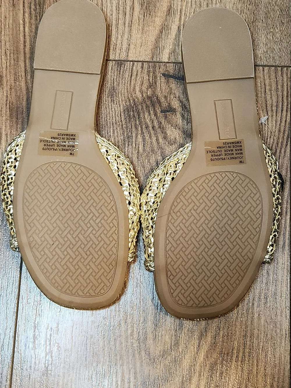 Cynthia Rowley Metallic Gold Woven Slide Sandals